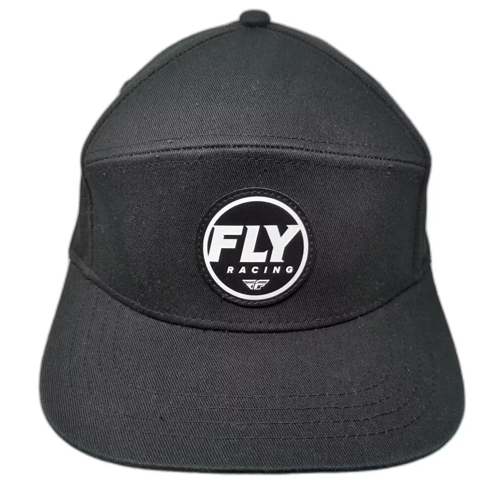 Fly Racing Snapback Black White Hat OS Adjustable Patch Logo Flat Bill